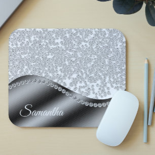 Mousepad Bling Diamantes Monograma Preto