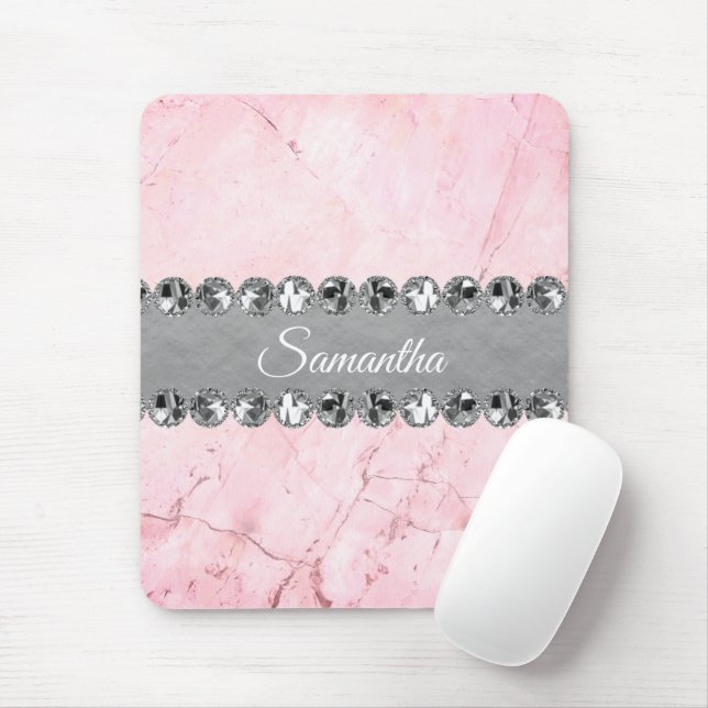 Mousepad Bling do Diamond da Mármore Rosa (Com mouse)