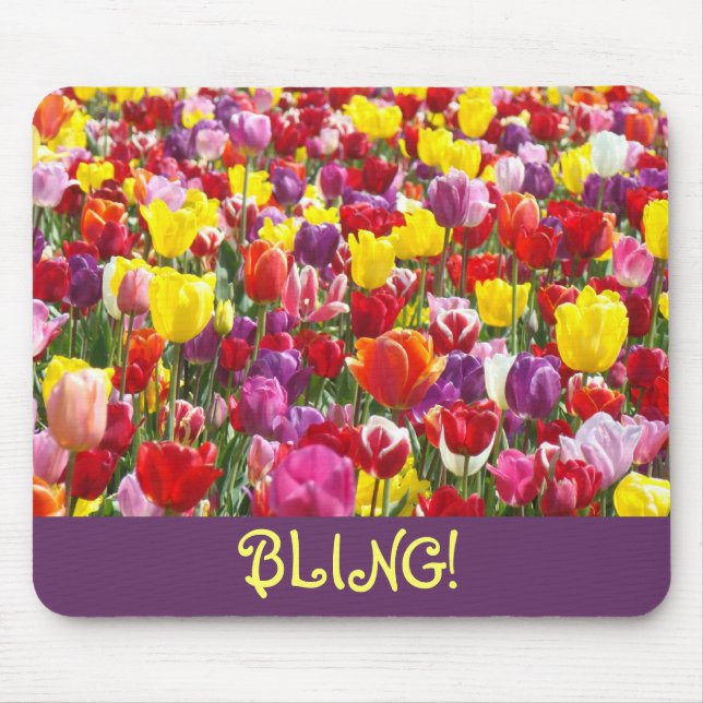 Mousepad BLING! suportes de rato Flores de Tulipa Primavera (Frente)