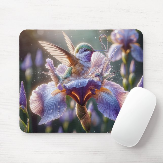 Mousepad Blinhagens De Hummingbird Em Flor De Íris (Com mouse)