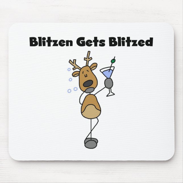 Mousepad Blitzen recebe Camisetas e presentes de renas estr (Frente)