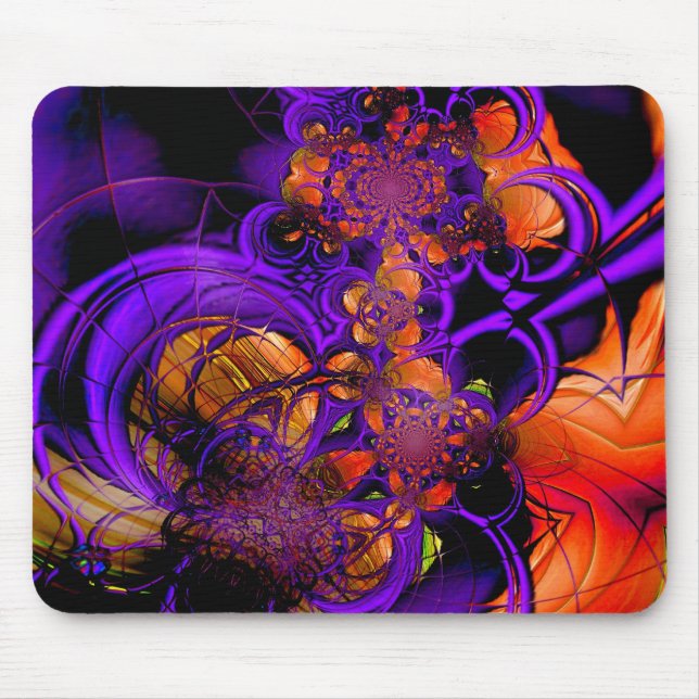 Mousepad Bloco Abstrato de Mão-de-Boca-Lenha Cor-de-Laranja (Frente)