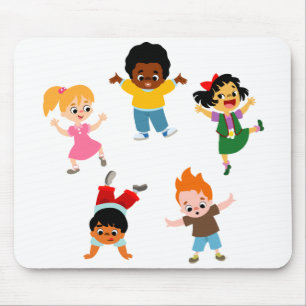 Mousepad Bloco de animação de cinco crianças