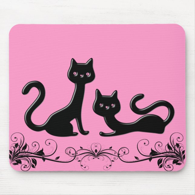 Mousepad Bloco de animação de Kittens Pretos (Frente)