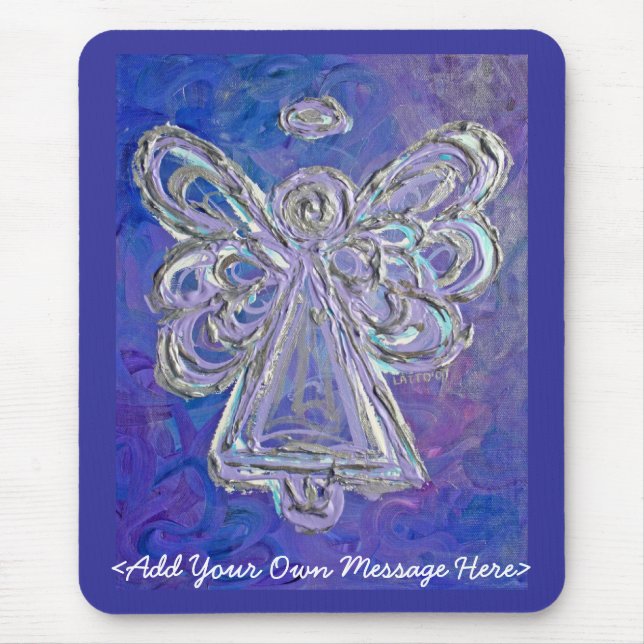 Mousepad Bloco de anjo roxo com mensagem personalizada (Frente)