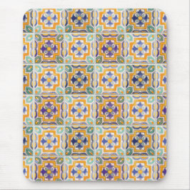 Mousepad Bloco de Azulejos Laranja-Verde-Azul