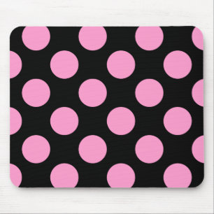 Mousepad Bloco de Bolinhas preto e rosa