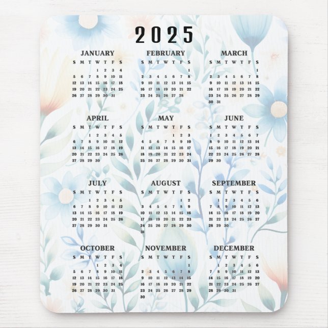 Mousepad Bloco de Design de Calendário 2025 leve (Frente)