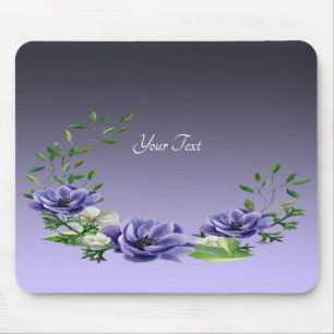 Mousepad Bloco de flores roxas de aquarelas