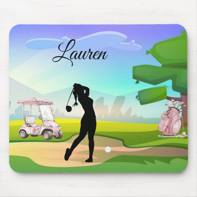 Mousepad Bloco de Golfe com Golfer Balançando (Frente)
