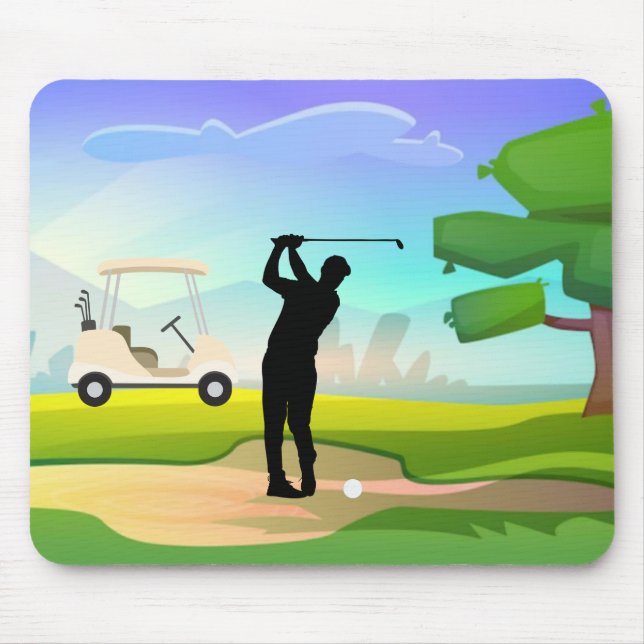 Mousepad Bloco de Golfe com Golfer Balançando (Frente)