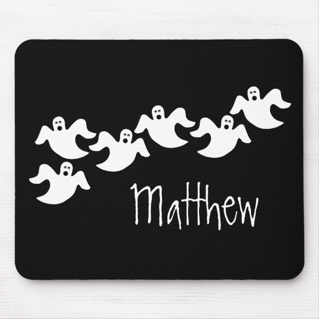 Mousepad Bloco de Halloween do Partido Fantasma, Preto (Frente)