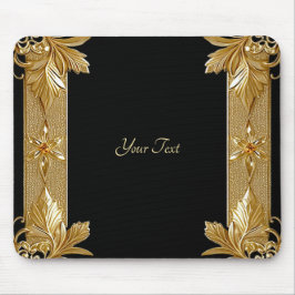 Mousepad Bloco de Mão Floral do Ornamentado Negro Dourado