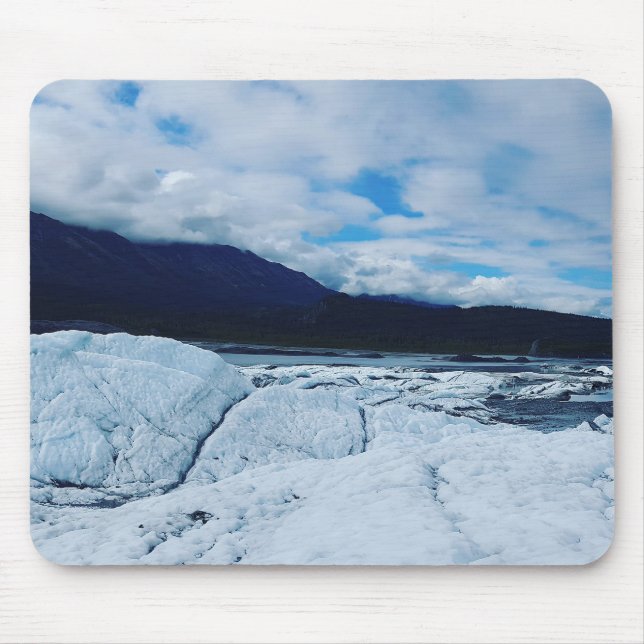 Mousepad Bloco de Mão Glaciar Azul Calmo Esticado (Frente)
