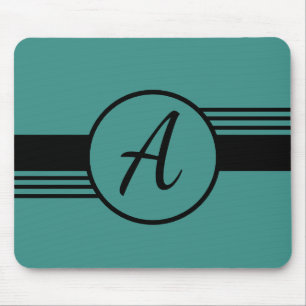 Mousepad Bloco de Mouse Azul e Preto do Monograma Personali