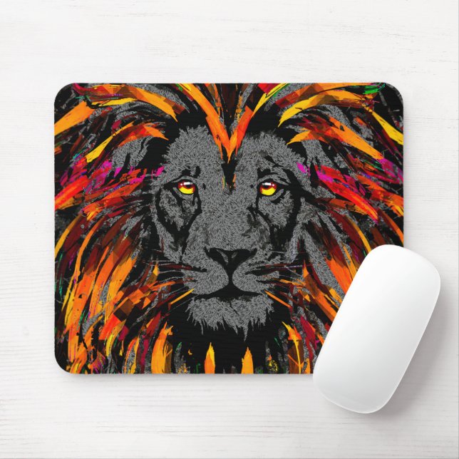 Mousepad Bloco de Mouse Leão - Pad de Mouse Laranja Escuro (Com mouse)