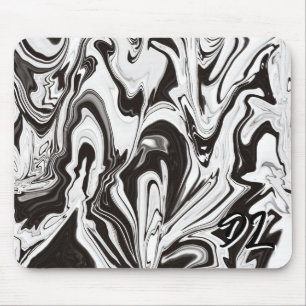 Mousepad Bloco de Mouse Líquido Abstrato B&W de Marble Excl