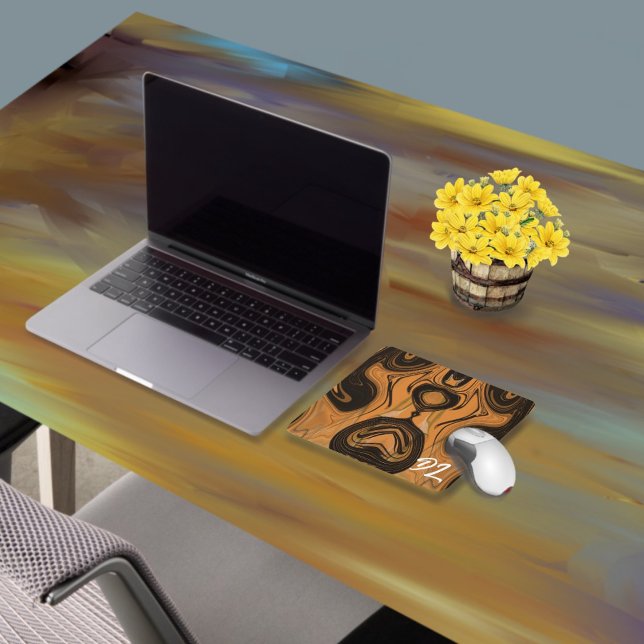 Mousepad Bloco de Mouse Líquido Marrom Abstrato único (Criador carregado)