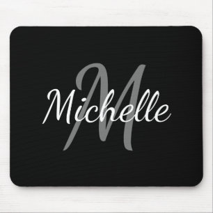 Mousepad Bloco de Mouse Personalizado de Monograma Preto e 