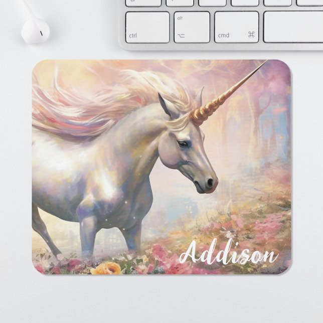 Mousepad Bloco de Mouse Unicorn de Cubo com Modelo de Nome  (Criador carregado)