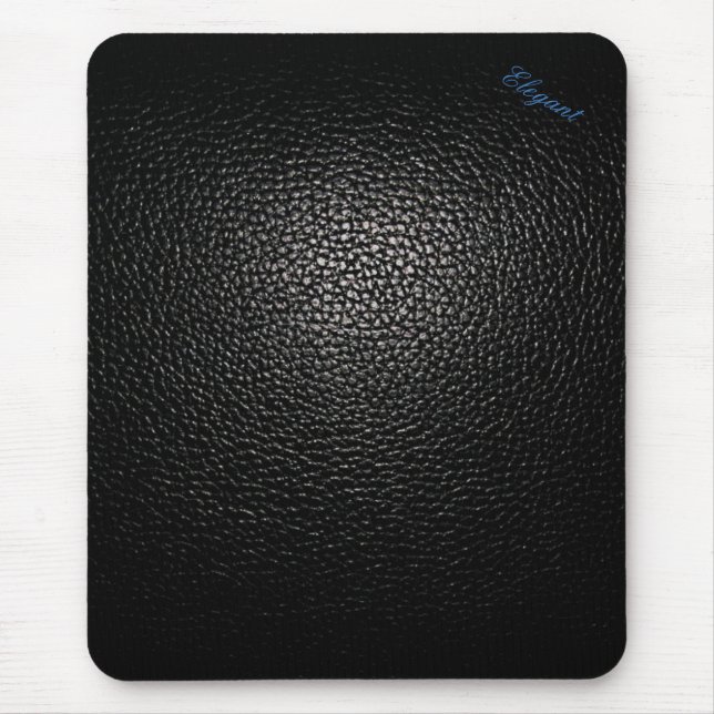 Mousepad Bloco de notas básico elegante de couro preto (Frente)