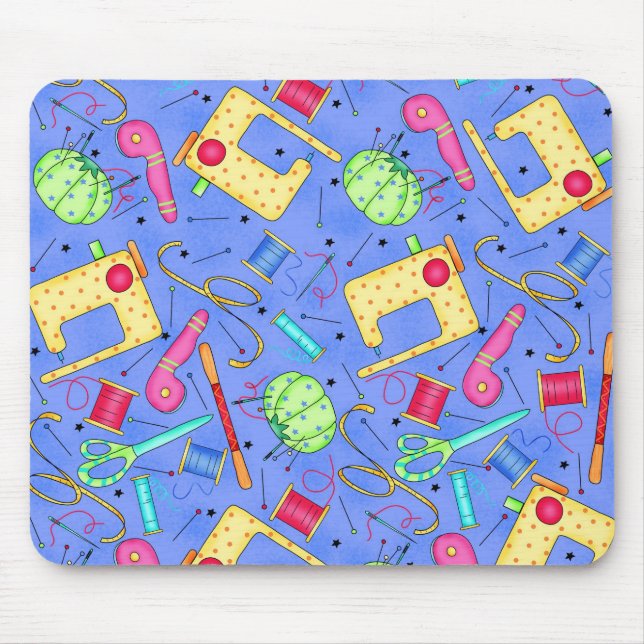 Mousepad Bloco de notas de costura azul Periwinkle (Frente)