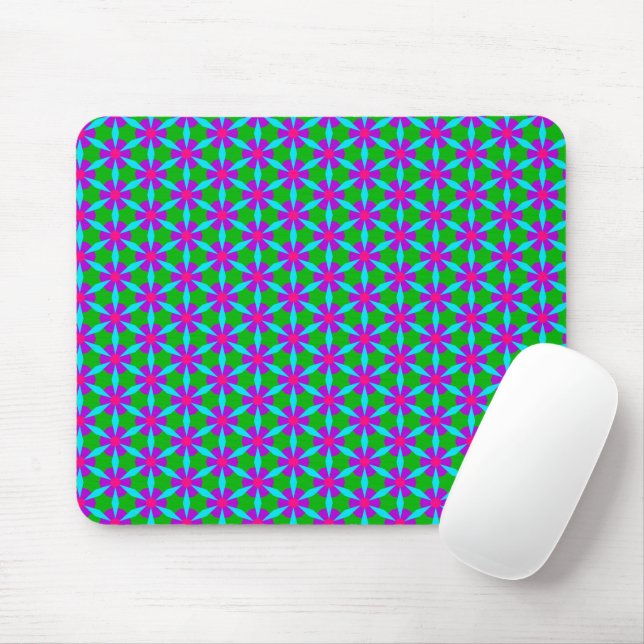 Mousepad Bloco de Padrões de Flores Retro (Com mouse)