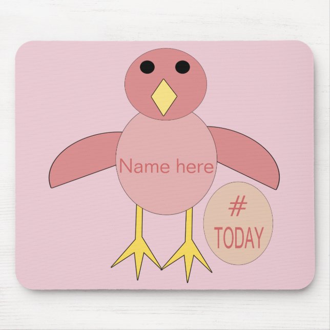 Mousepad Bloco de Pintinhos de Birthday Rosa Personalizado (Frente)