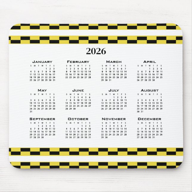 Mousepad Blocos amarelo e preto do calendário (Frente)