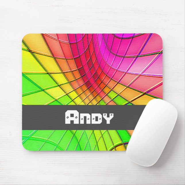 Mousepad Blocos arco-íris de nome personalizado (Com mouse)