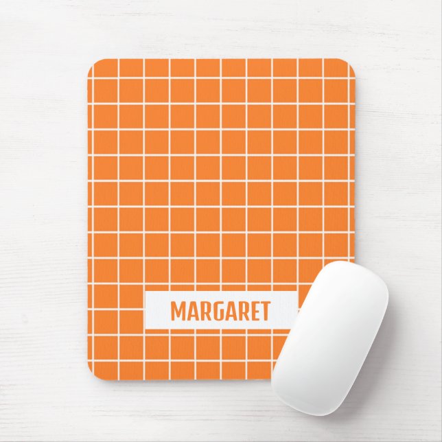 Mousepad Blocos de azulejo laranja e branco personalizados (Com mouse)