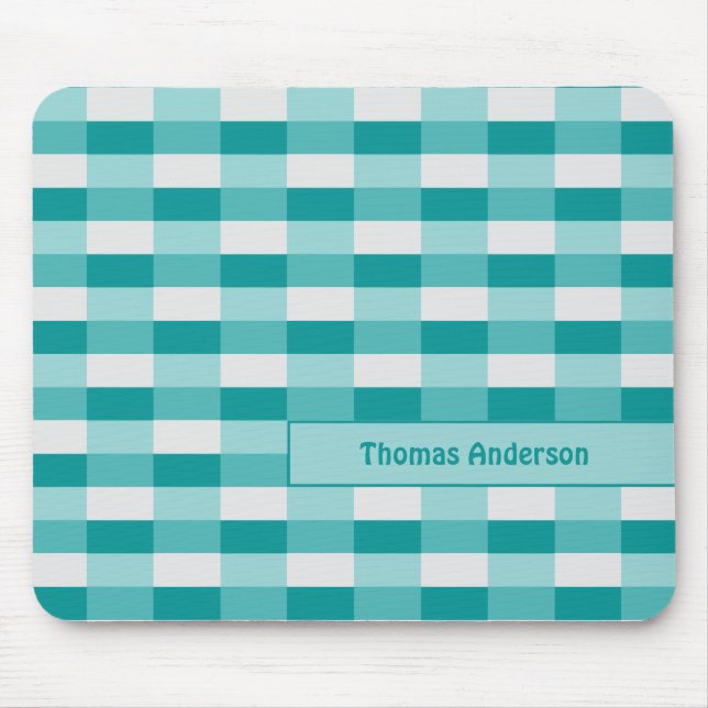 Mousepad Blocos de Cores em Tons de Azul Turquesa com Cinza (Frente)