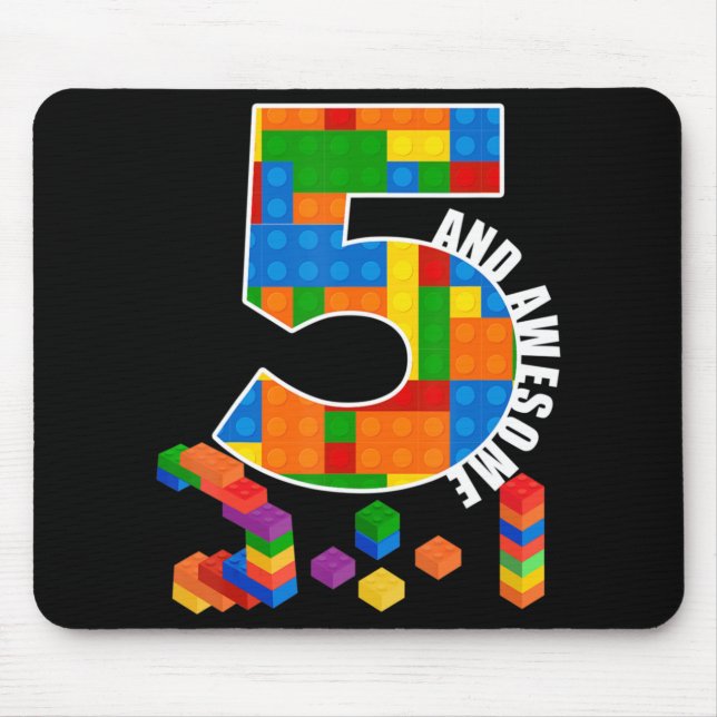 Mousepad Blocos de Edifício Tijolos Com 5 Anos Aniversário  (Frente)