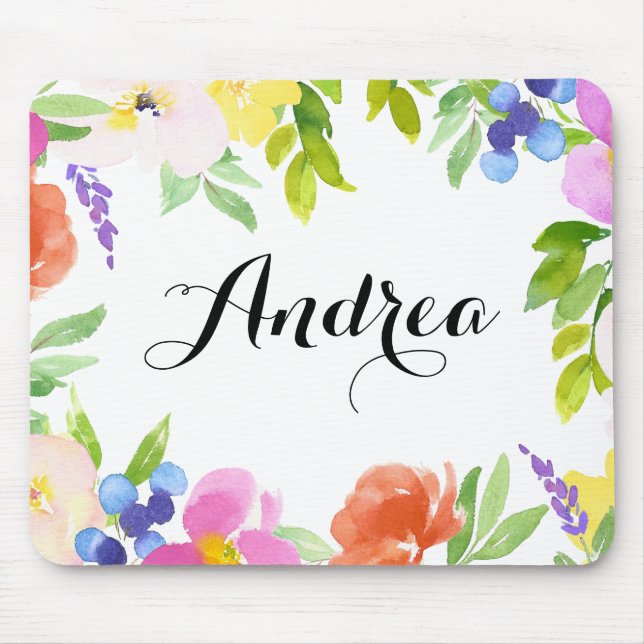 Mousepad Blocos Personalizados de Primavera de Aquarela (Frente)