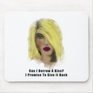 Mousepad Blona Bombshell Mulher empresta Um Beijo