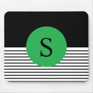Mousepad Bloqueio Branco Preto e Círculo Verde