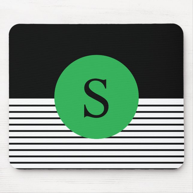 Mousepad Bloqueio Branco Preto e Círculo Verde (Frente)