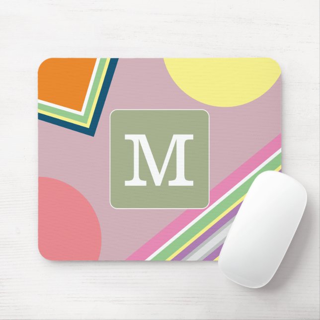 Mousepad Bloqueio de cor pastel inicial Geométrico para ela (Com mouse)