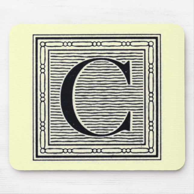 Mousepad Bloqueio - Letra "C" - bloco de madeira - inicial (Frente)