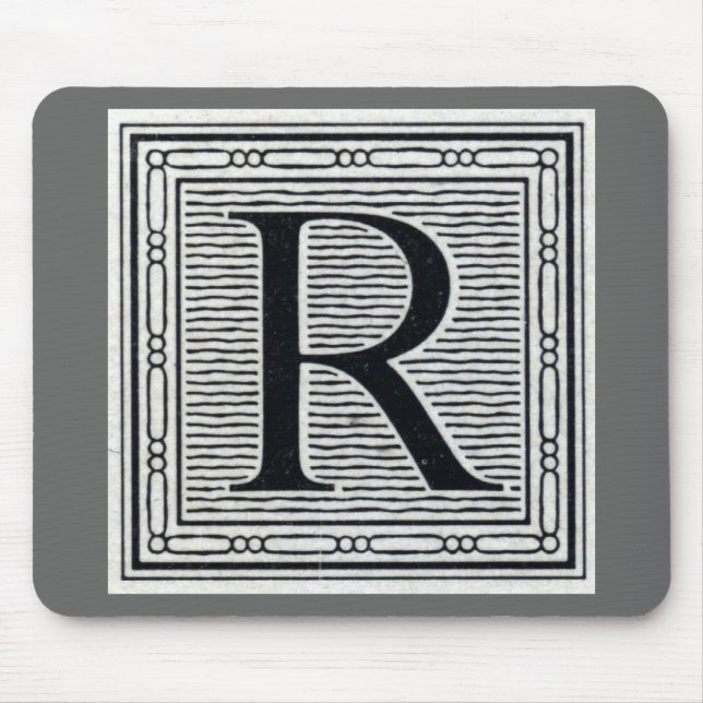 Mousepad Bloqueio - Letra "R" - bloco de madeira - inicial (Frente)
