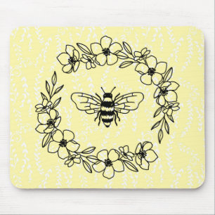 Mousepad Blossom Abelha Frita Amarelo Mouse Floral
