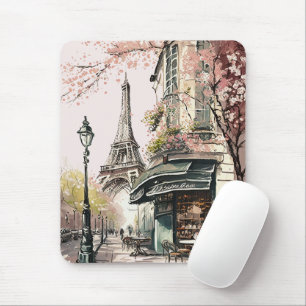 Mousepad Blossomo de Cereja Rosa Rosa Eiffel Torre de Paris