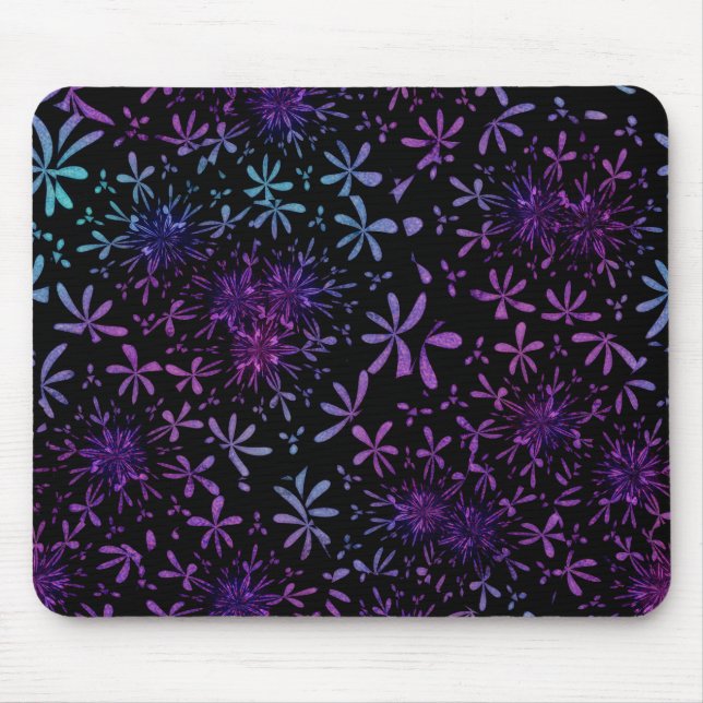 Mousepad Blossomo Floral Púrpura da Aqua Retro (Frente)