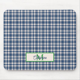 Mousepad Blue and Green Gingham Plaid Tartan Monogram