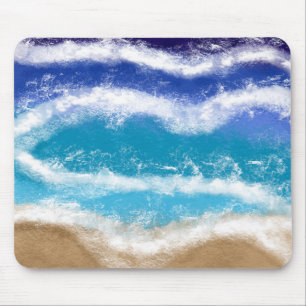 Mousepad Blue and Teal Ocean Waves Sandy Beach