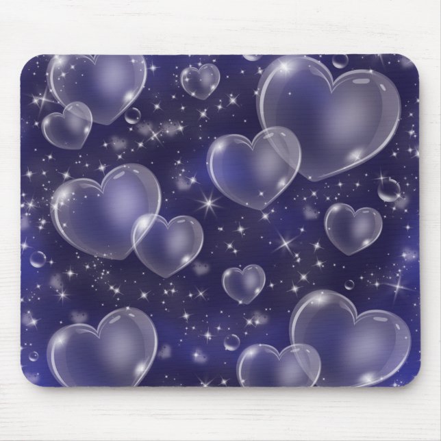 Mousepad Blue Bubble Hearts Bonito Girly 90's Style Design (Frente)