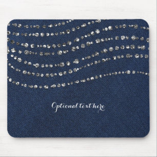 Mousepad Blue Denim & Diamonds Brilho Falso Brilho Chic
