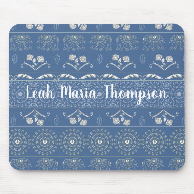 Mousepad Blue Elephant Mandala (Frente)