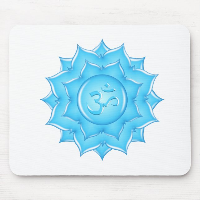 Mousepad Blue Glass Lotus Flower Om Symbol Drawing (Frente)