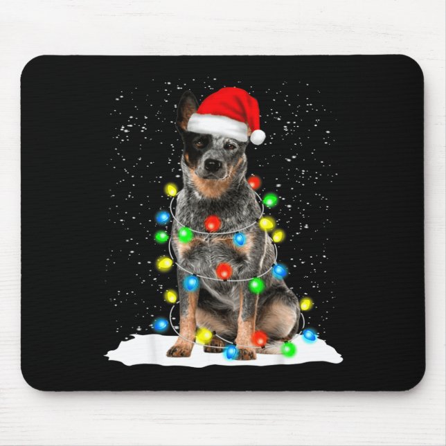 Mousepad Blue Heeler Christmas Light Funny Gift For Dog Lov (Frente)